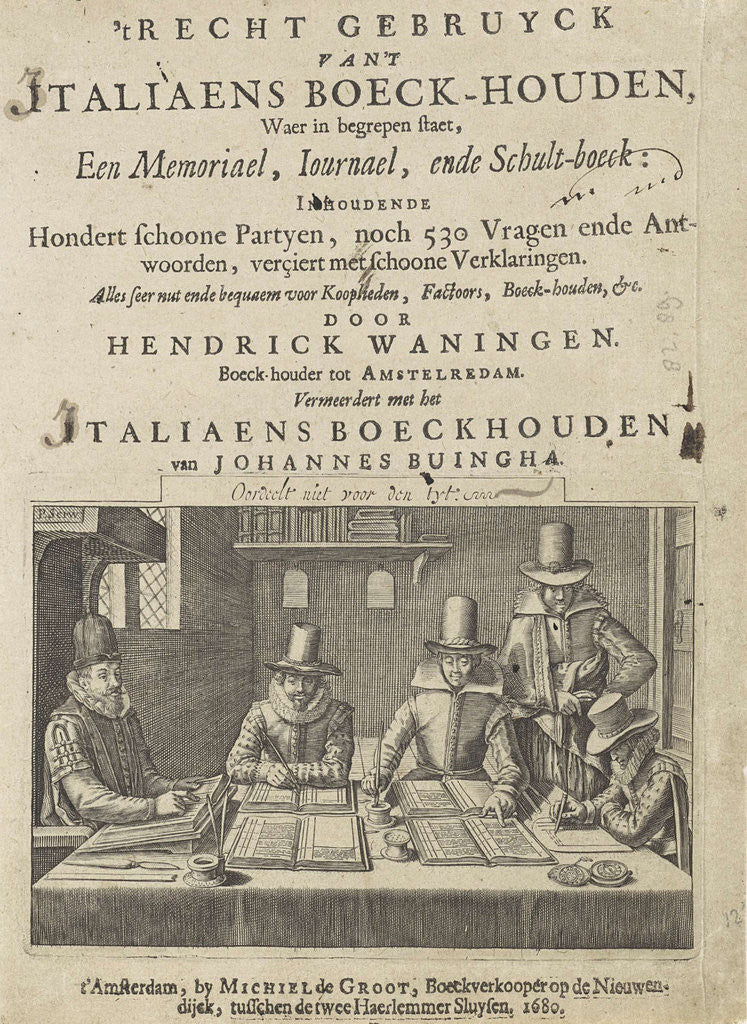 Detail of Accountants at work by Michiel de Groot