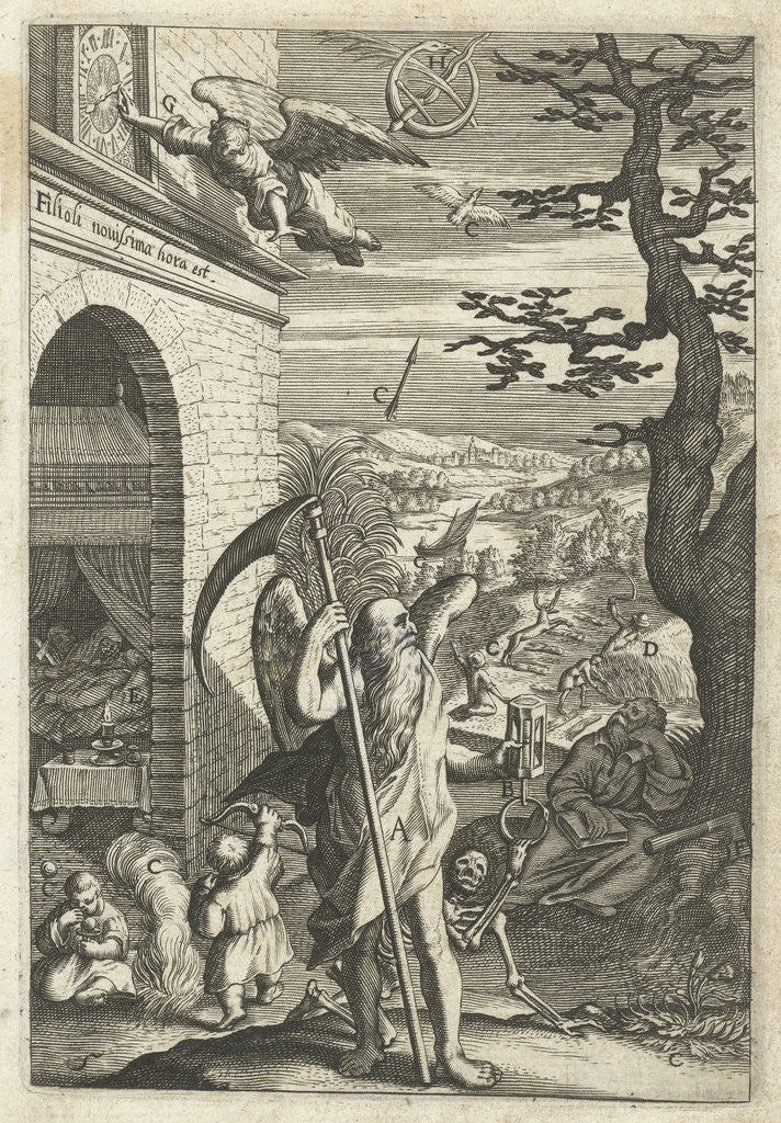 Detail of Emblem with father Time to symbolize the passing of time by Hendrik Aertssens