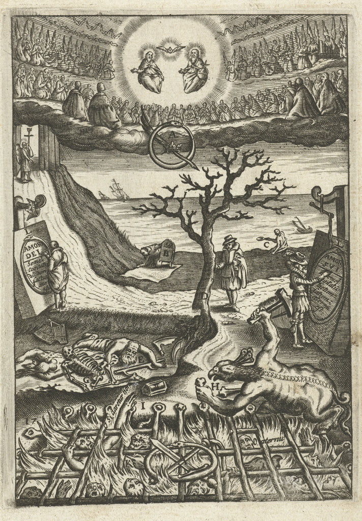 Detail of A man has doubts about his conduct at a junction of two roads by Boëtius Adamsz. Bolswert