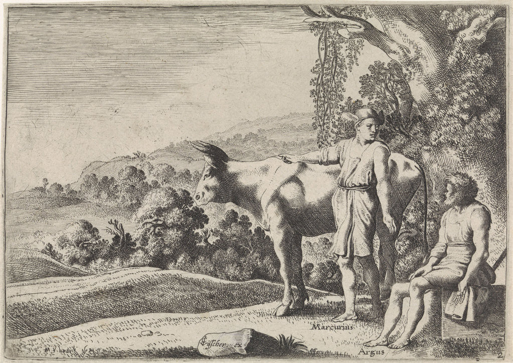 Detail of Mercury in conversation with Argus by Claes Jansz. Visscher II