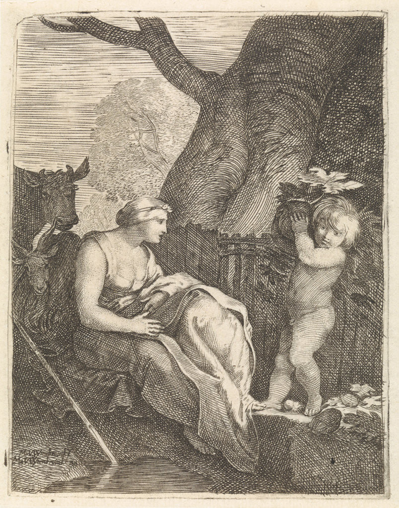 Detail of Seated woman and child by Matheus Moysesz. van Wtenbrouck