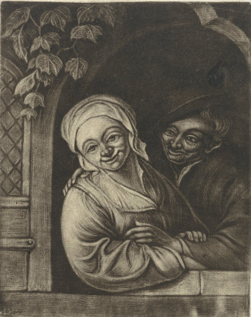 Detail of Couple in a window opening by Adriaen van Ostade