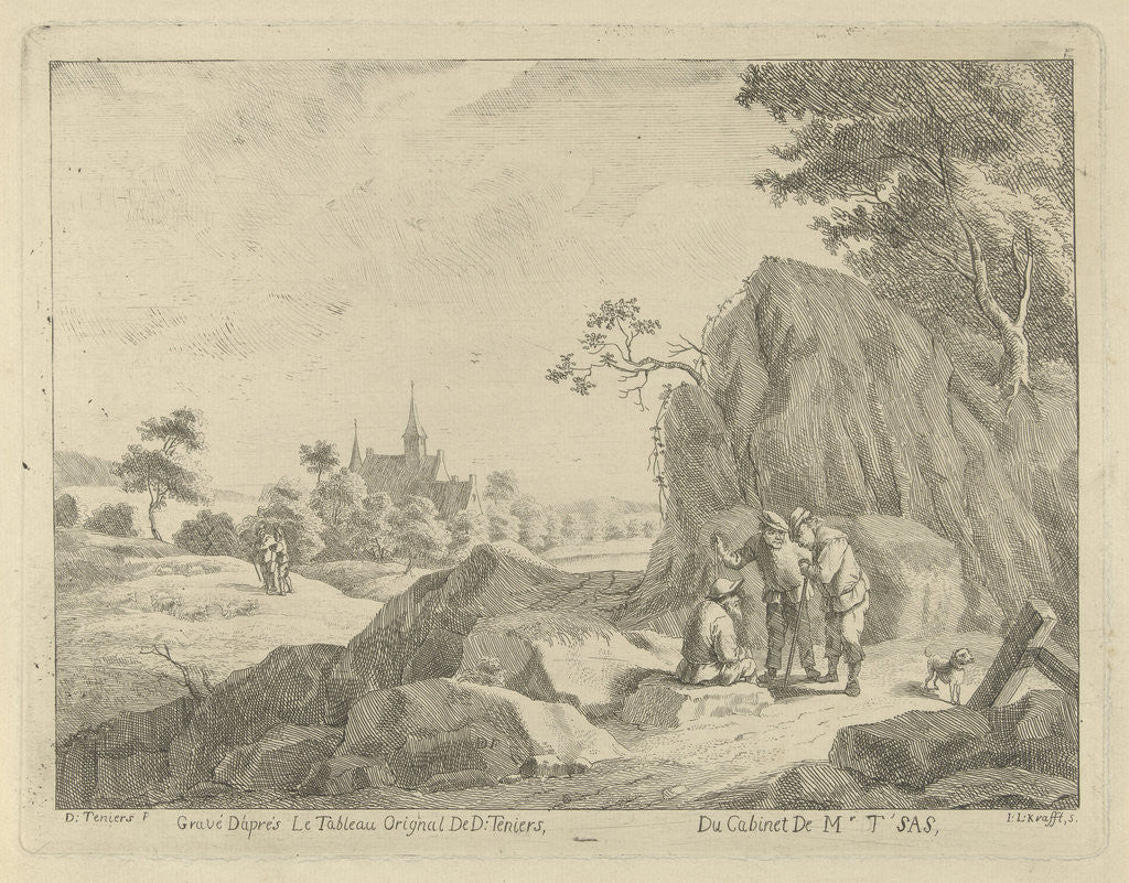 Detail of Landscape with travelers and shepherds by Jan Lauwryn Krafft I