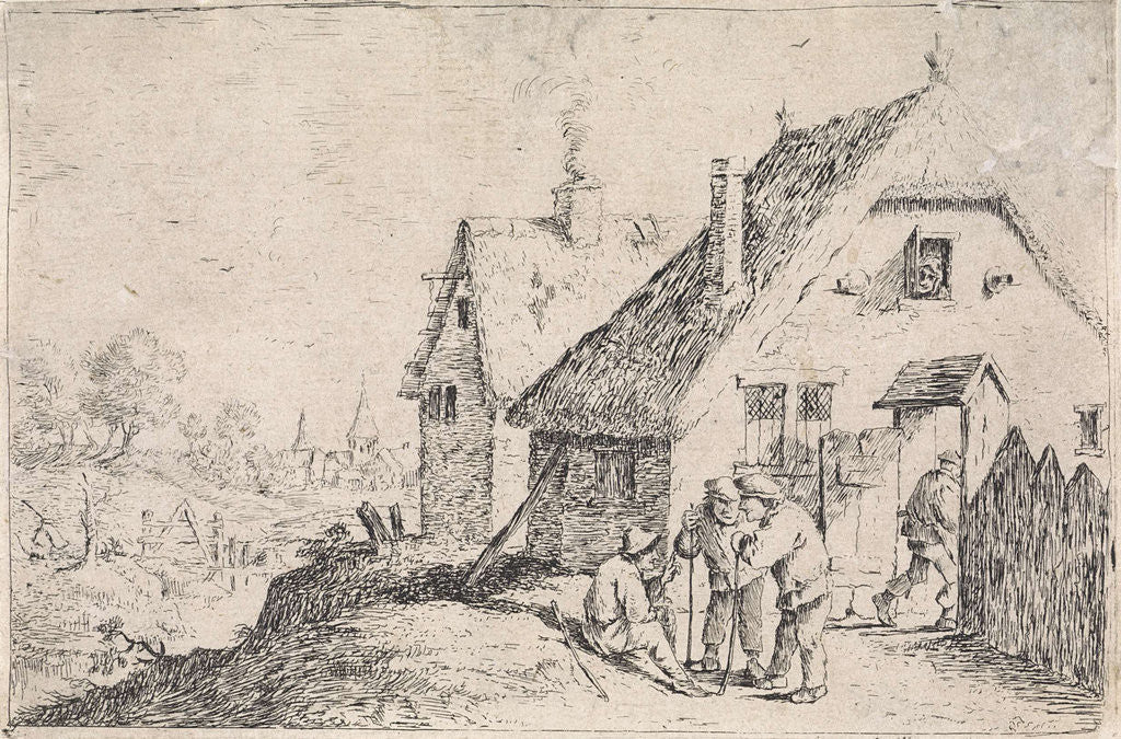 Detail of Three men in a conversation at home by David Teniers II