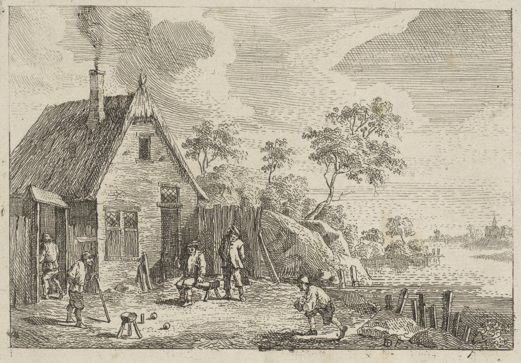 Detail of Farmers play bocce by Jan Lauwryn Krafft I