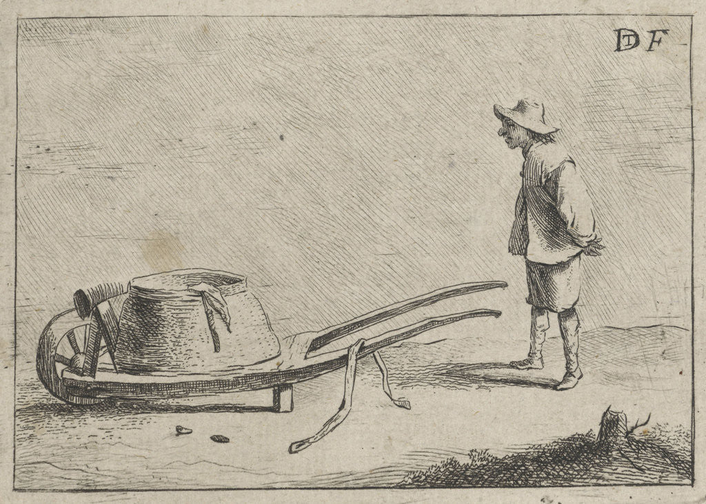Detail of Man with a wheelbarrow by Anonymous