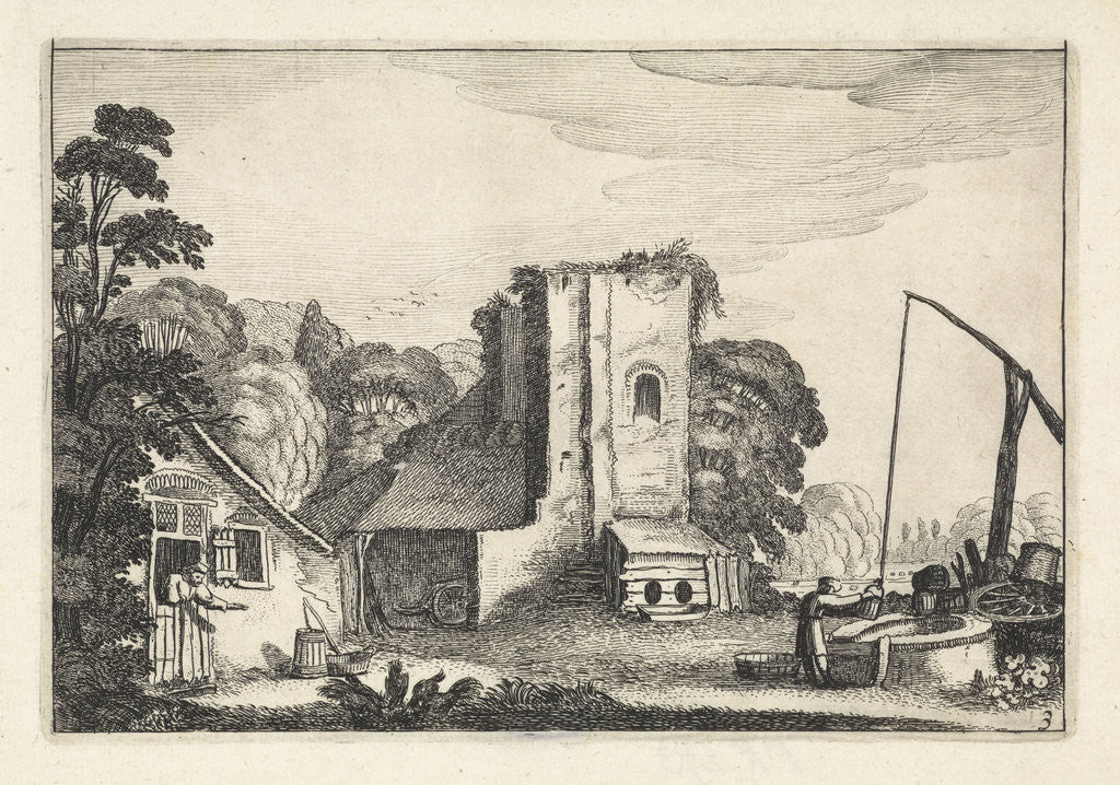 Detail of Figures at a tavern at night by Jan van de Velde II