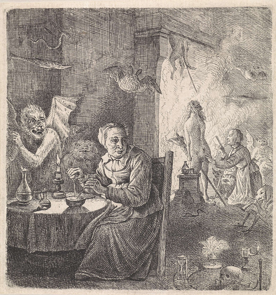 Detail of Interior with witches by Anonymous