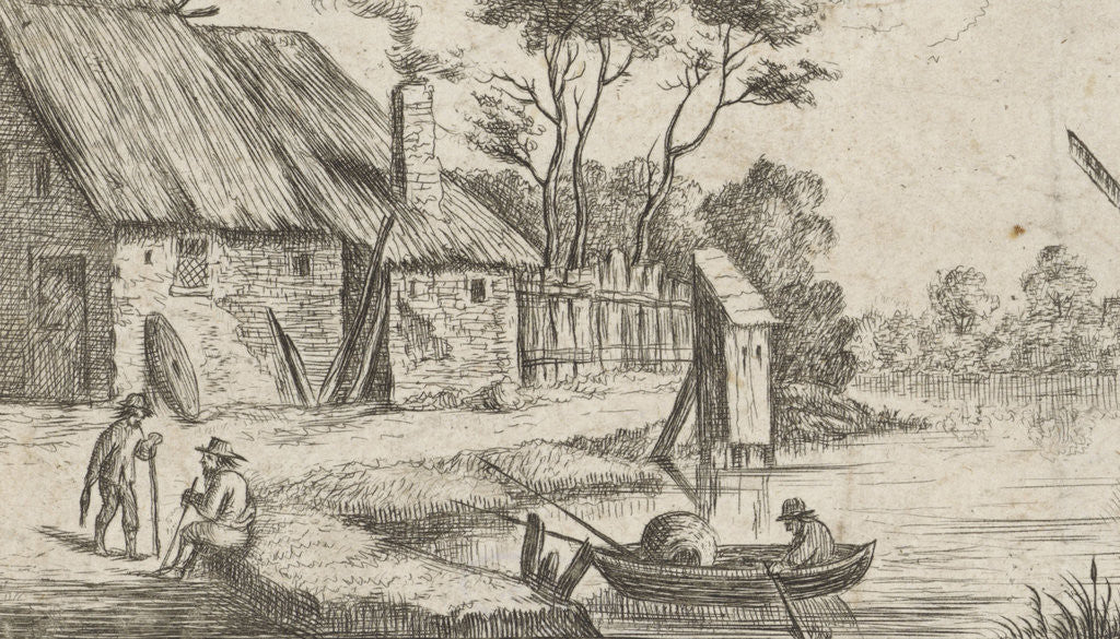 Detail of Landscape with farm and water by Frans van den Wijngaerde