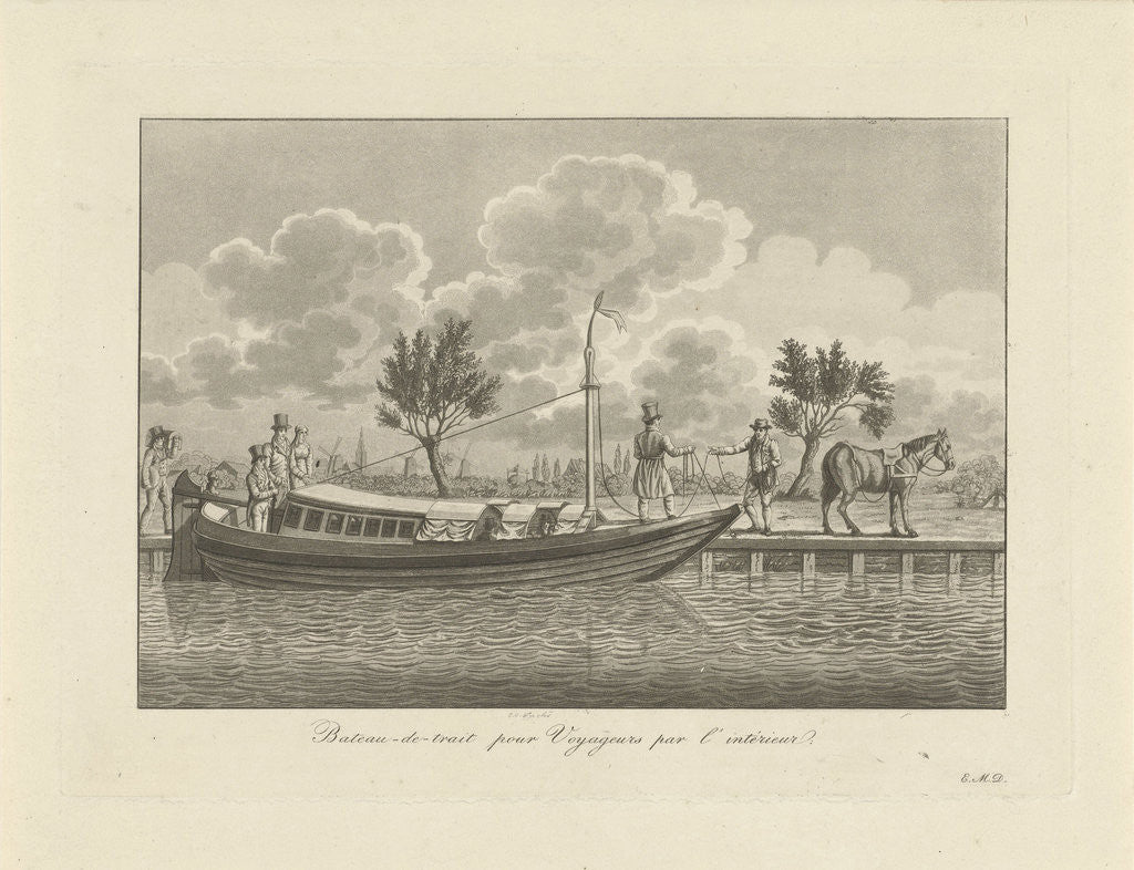 Detail of with passengers Trekschuit, Carl Cristiaan Fuchs by Evert Maaskamp