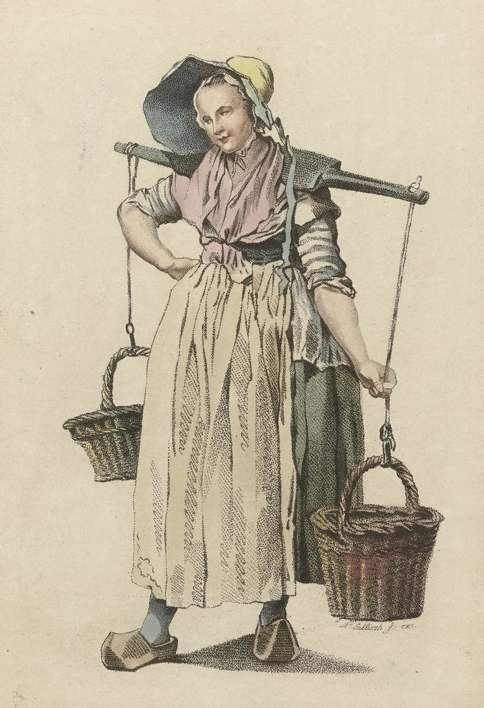 Detail of Peasant Woman with two baskets on a yoke by Johannes Huibert Prins