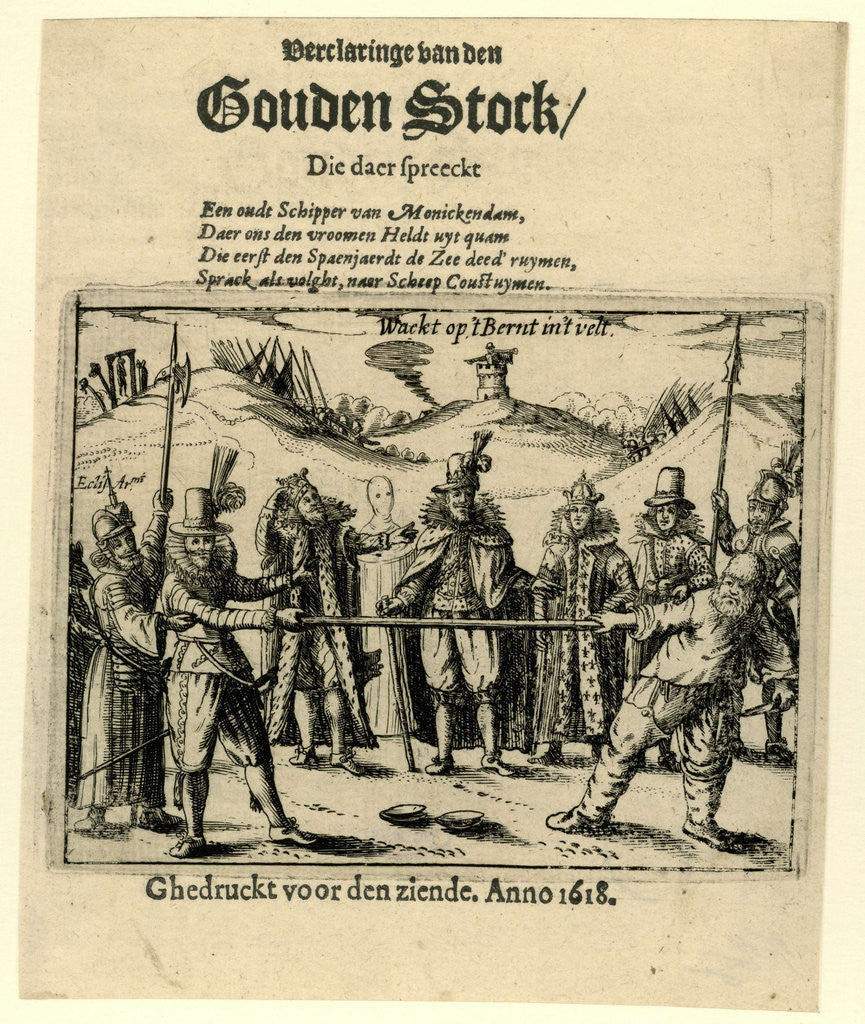 Detail of Title print of the pamphlet Verclaringe of the Golden Stock, 1618 by Anonymous