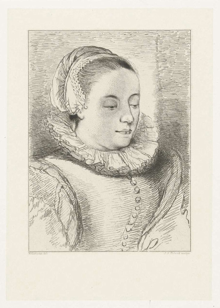 Detail of Portrait of Anna Roemers Visscher by Johannes Arnoldus Boland