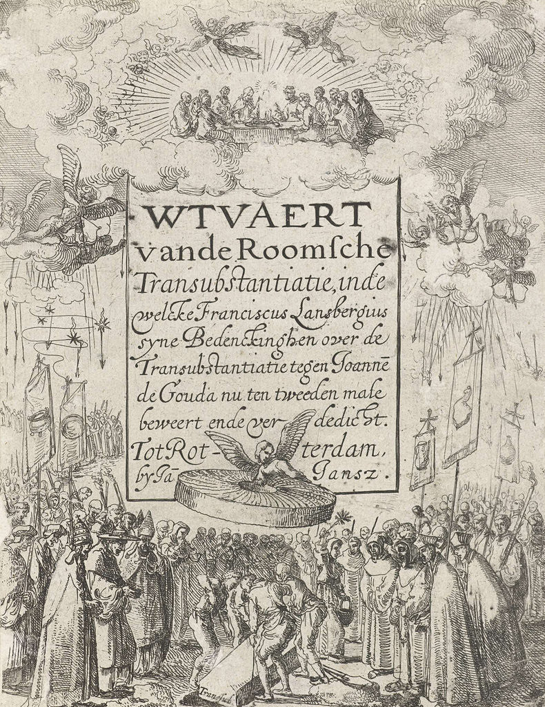 Detail of Title print for the pamphlet Wtvaert Vande Roman Catholic transubstantiation, 1612 by Jan Jansz