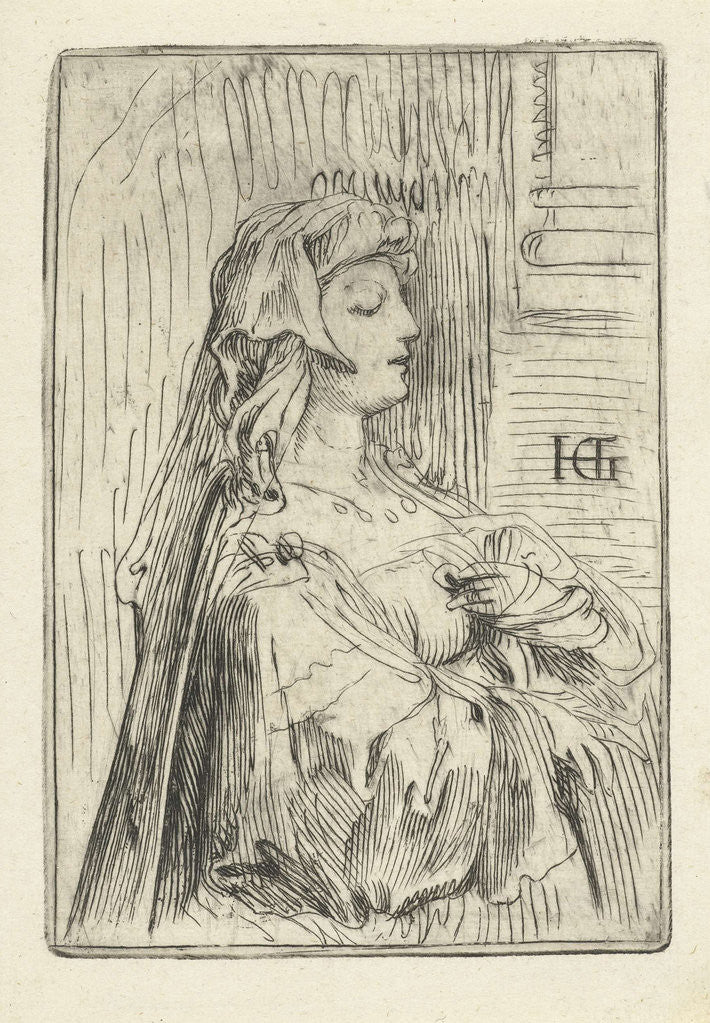 Detail of Portrait of a woman with a veil by Hendrick Goltzius