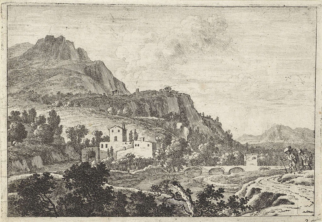 Detail of Two peddlers at a river by Herman van Swanevelt