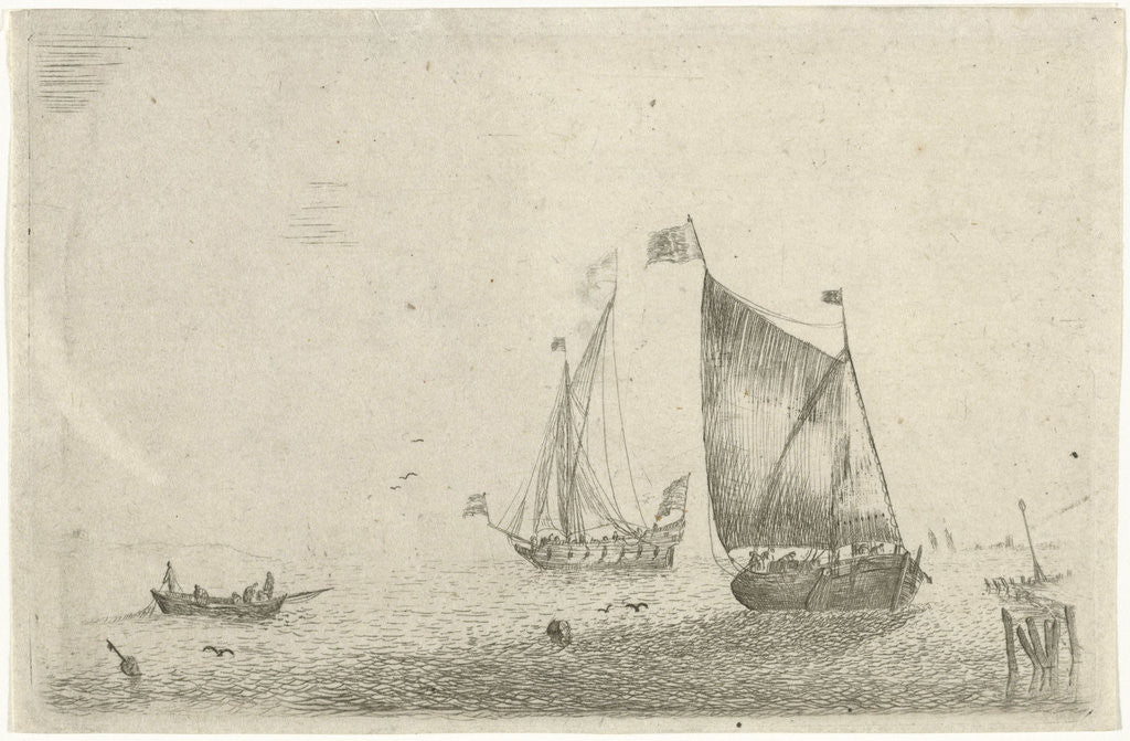 Detail of Seascape with fishing boat by Bonaventura Peeters I