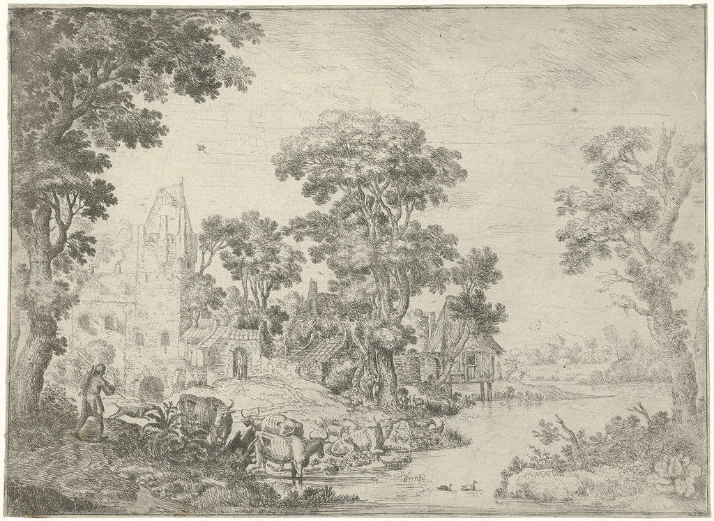 Detail of Return of the hunter by Cornelis Matthieu