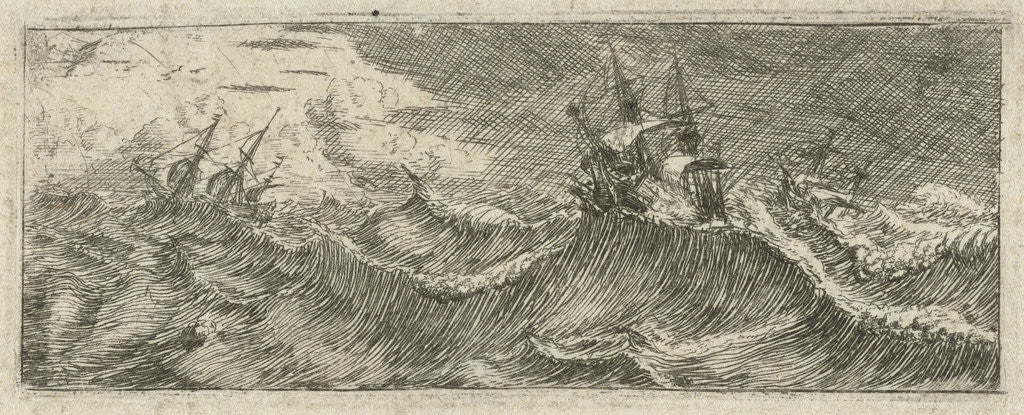 Detail of Small seascape with ships in a storm by Reinier Nooms