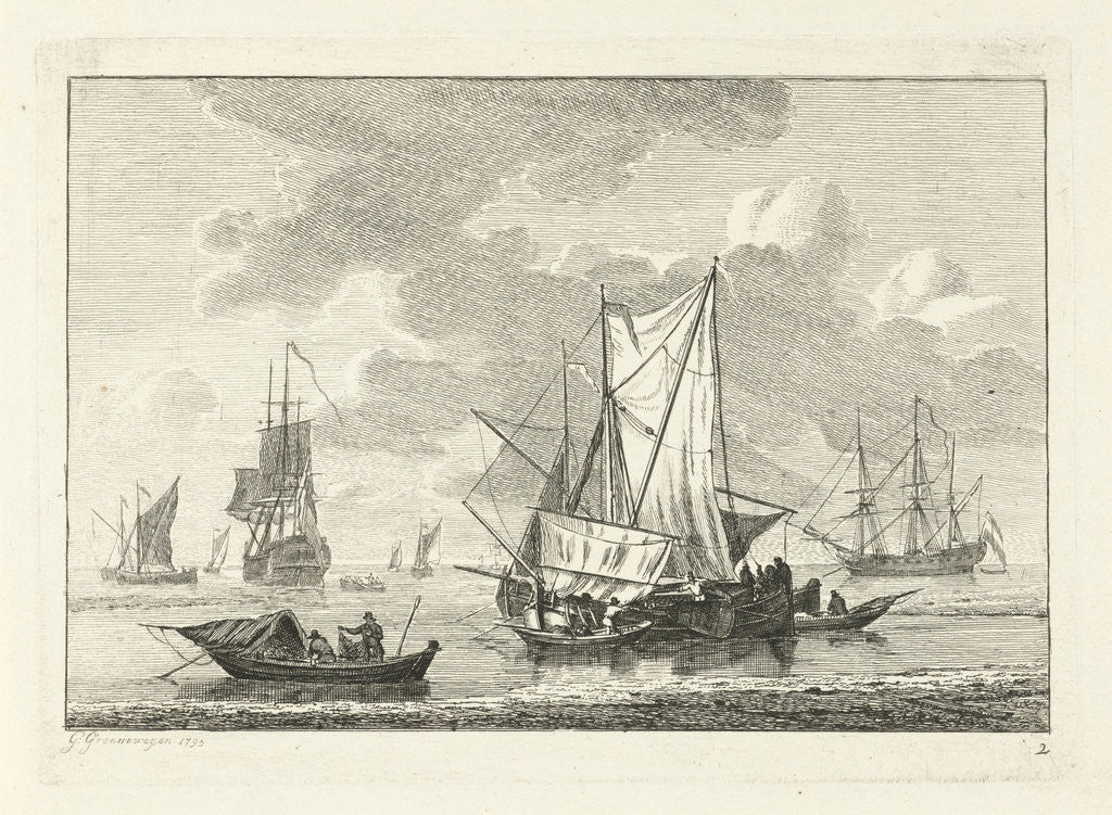 Detail of Seascape with various vessels by Gerrit Groenewegen