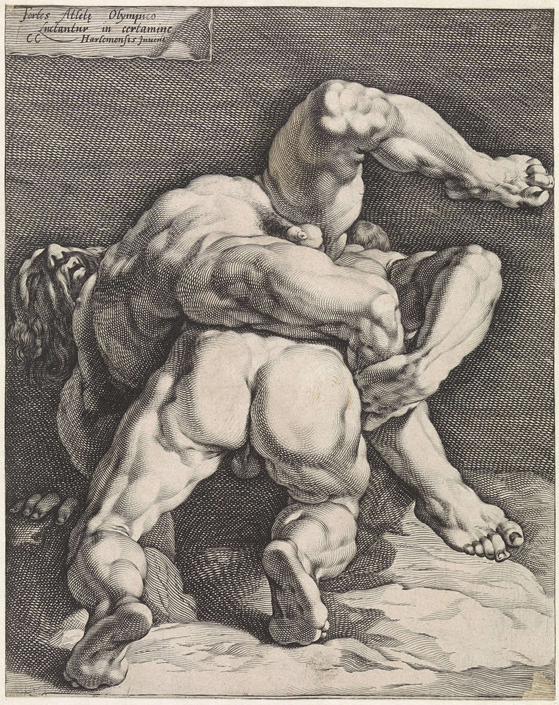 Detail of Two wrestlers by Jan Harmensz. Muller