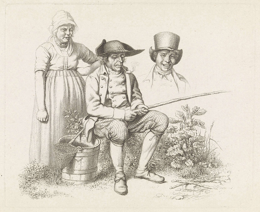 Detail of Study Sheet with a fisherman, a woman and a bust of a man by Jacob Ernst Marcus