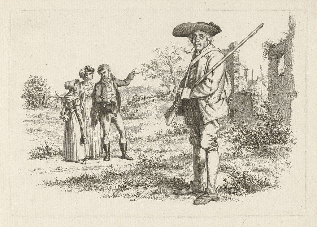 Detail of Hunter and a party at a ruin by Jacob Ernst Marcus