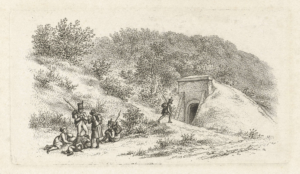 Detail of Rest of soldiers at a shore by Jacob Ernst Marcus