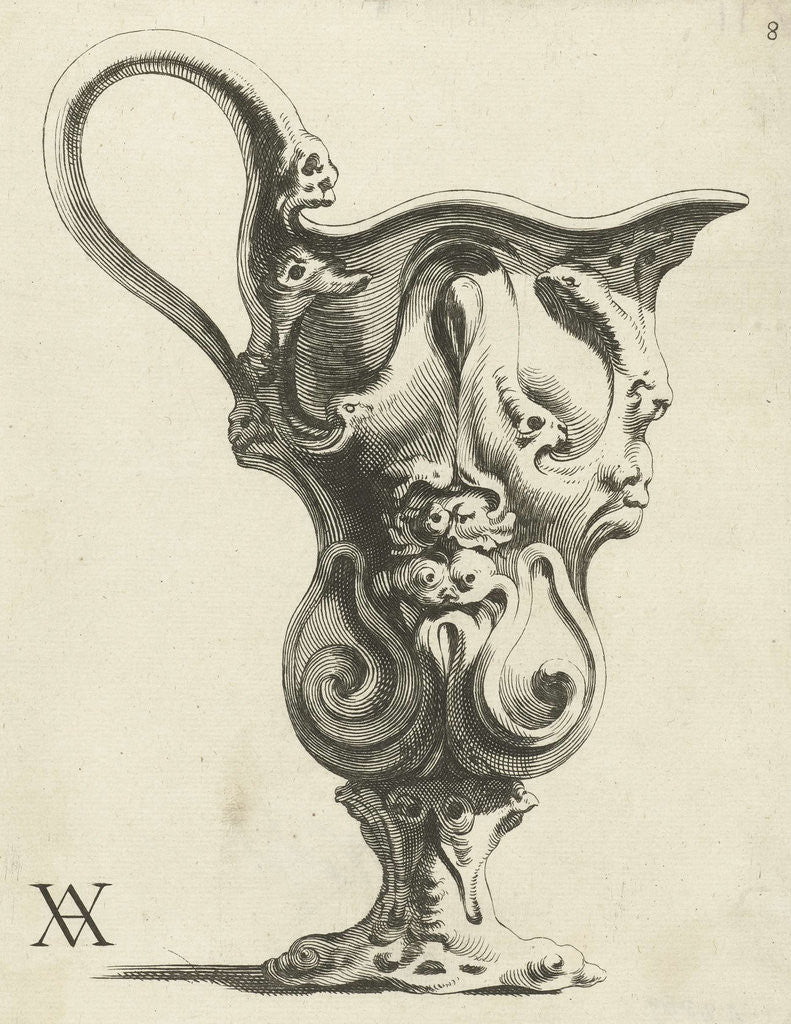 Detail of Ewer with lobe ornaments and masks by Christiaen van Vianen
