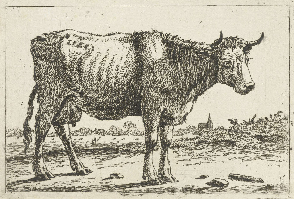 Detail of Landscape with cow by Cornelis Bisschop