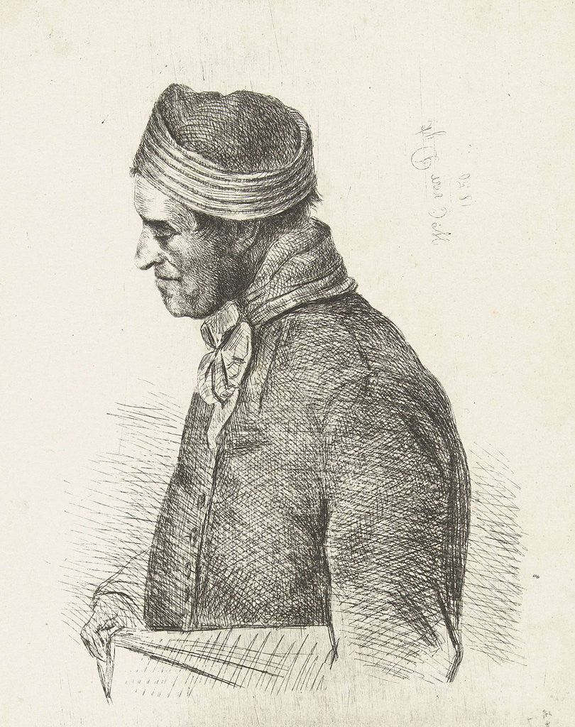 Detail of Portrait of an unknown man with hat and folder under his arm by Willem Cornelis van Dijk