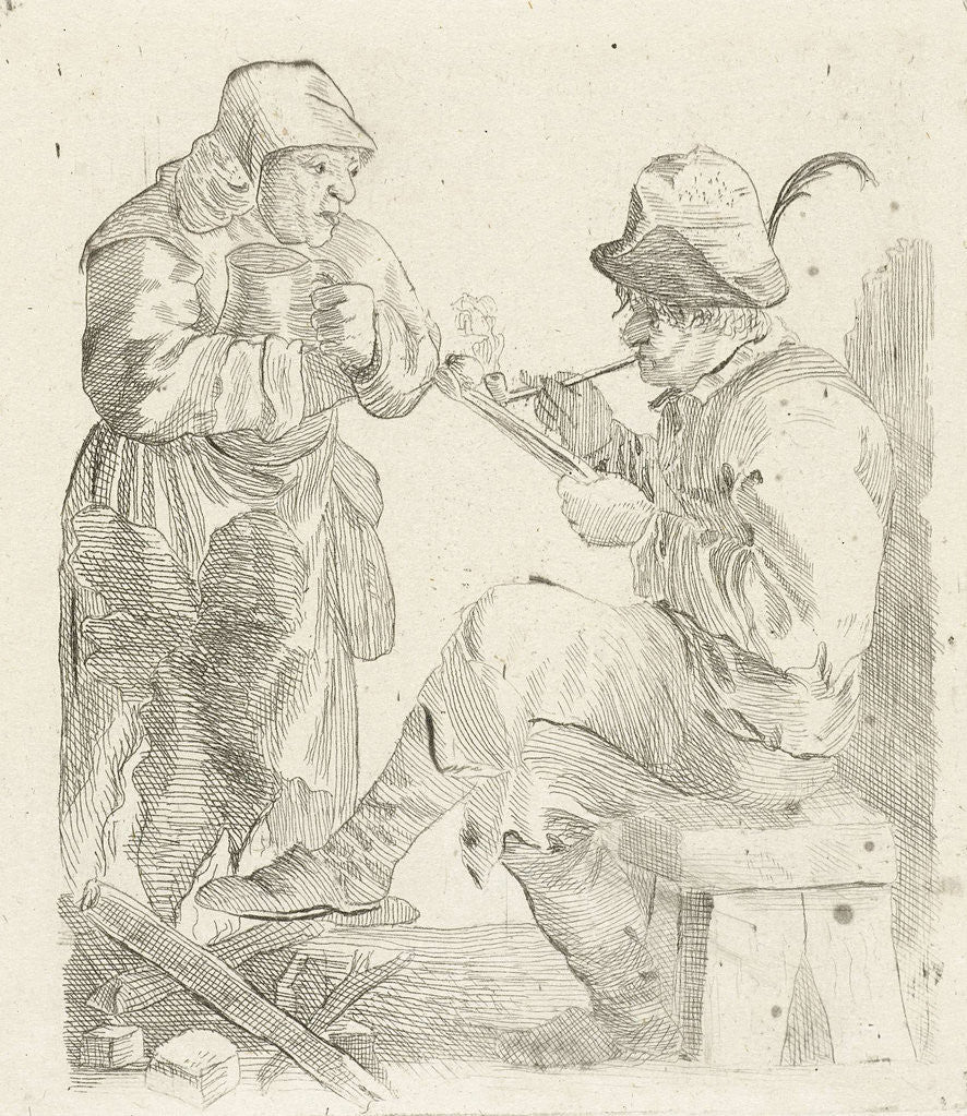 Detail of Smoking Man by Adalbertus Engelsmet