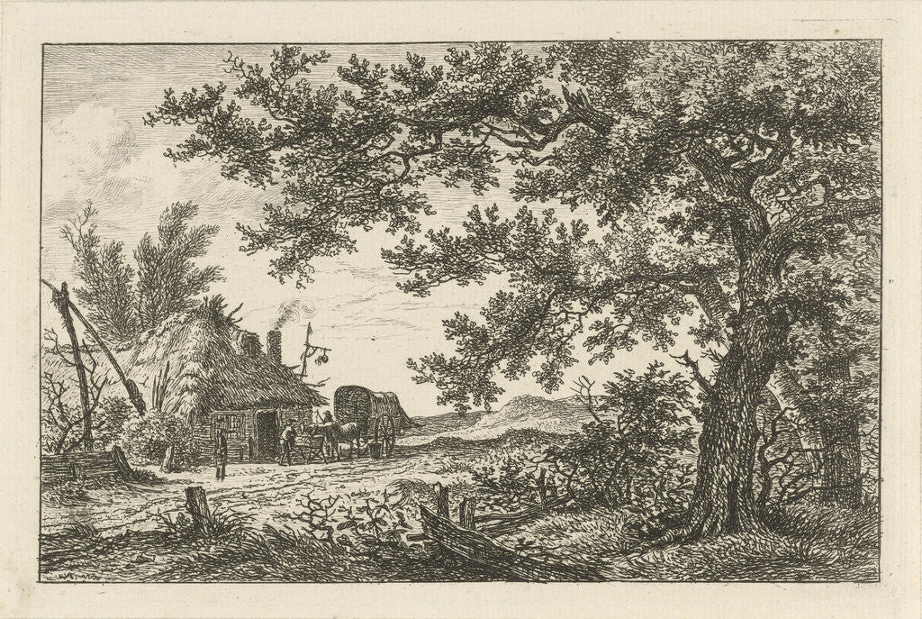 Detail of Wagon near a farm by Hermanus Fock