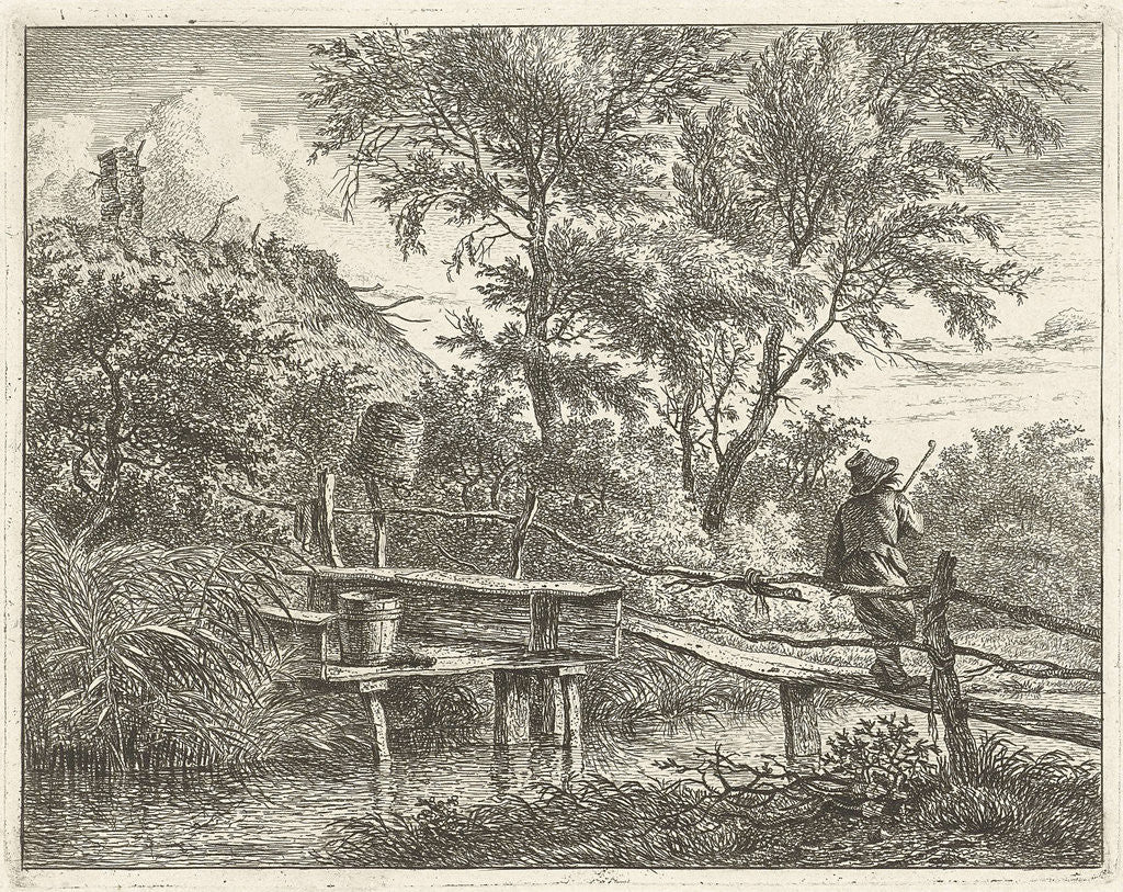 Detail of Man on bridge by Hermanus Fock