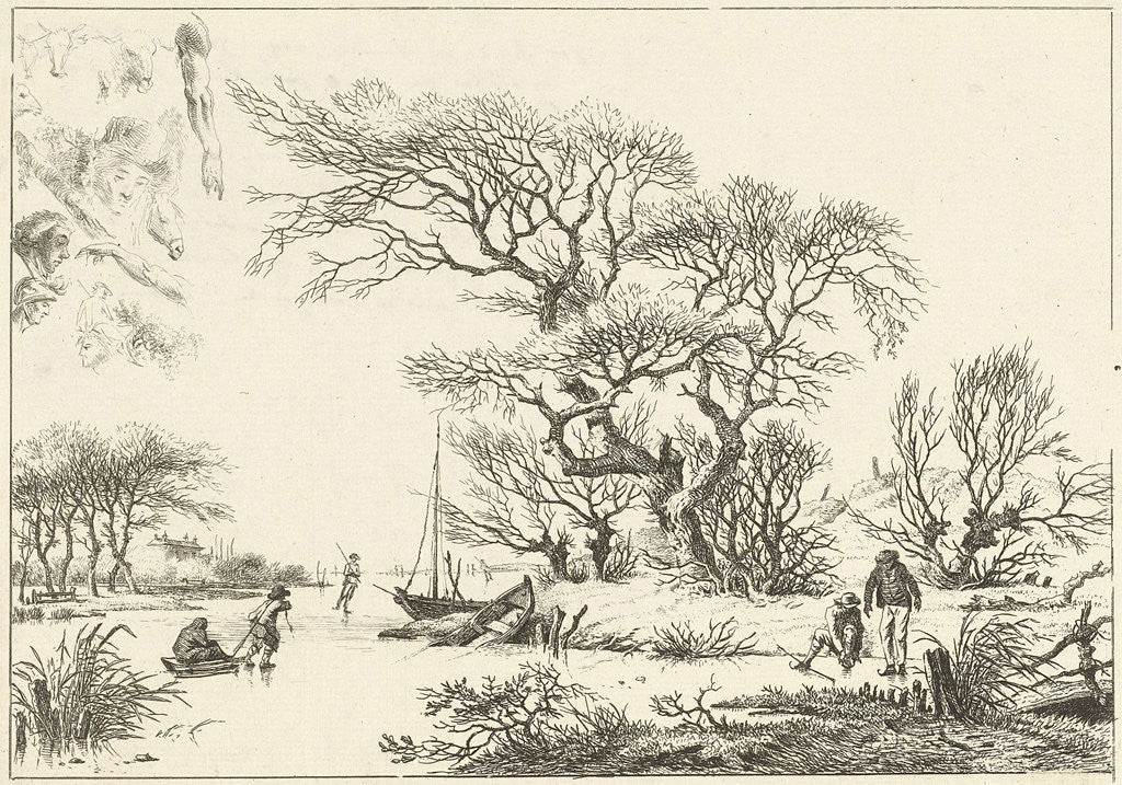 Detail of Winter Landscape with Skaters by Hermanus Fock