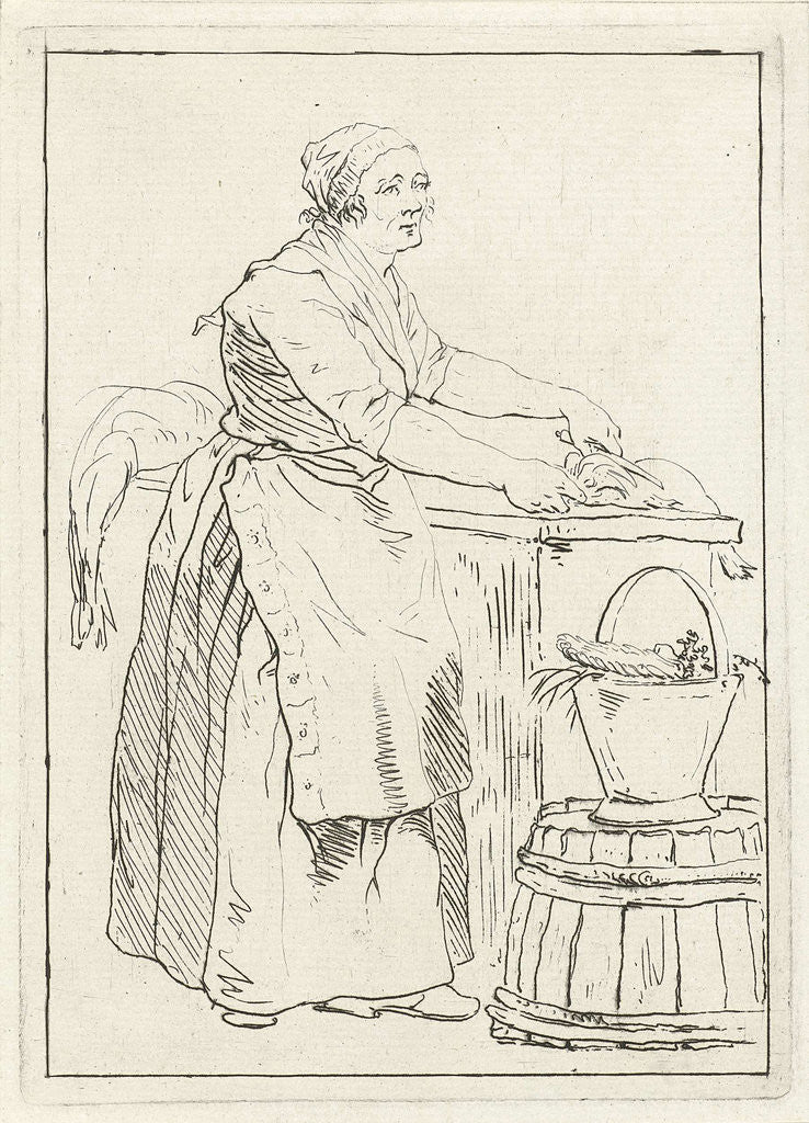 Detail of Fish cleaning woman by Hermanus Fock