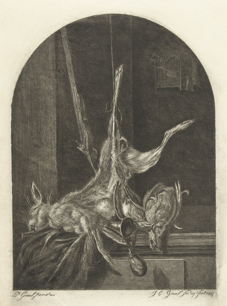 Detail of Still life with dead hare by Jacobus Cornelis Gaal