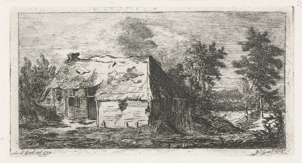 Detail of Dilapidated peasant cabin by Jacobus Cornelis Gaal