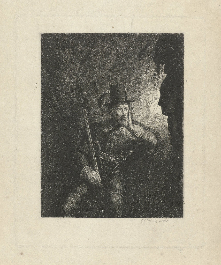 Detail of Armed robber in a cave by George Gillis Haanen