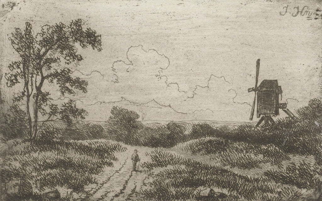 Detail of Figure on a road at a mill by Hendrik Jan Hein