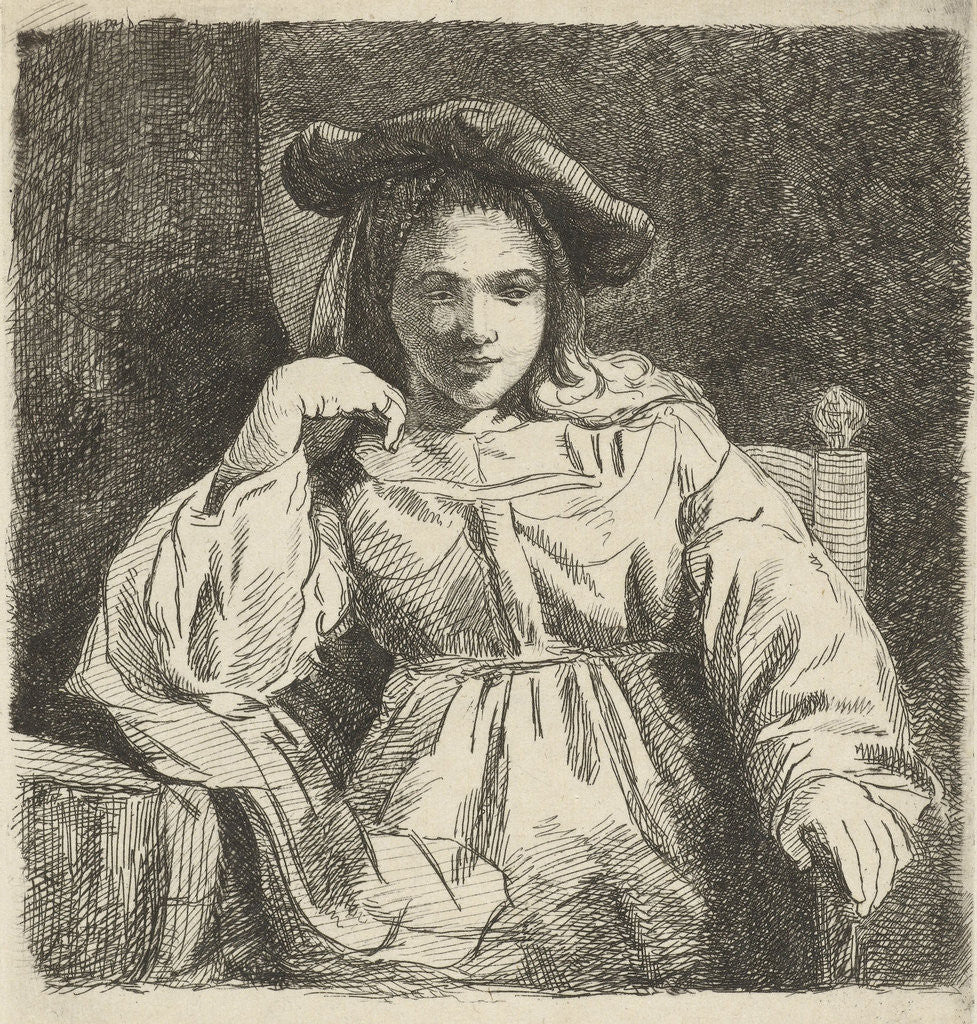 Detail of Sitting girl by Rembrandt Harmensz. van Rijn