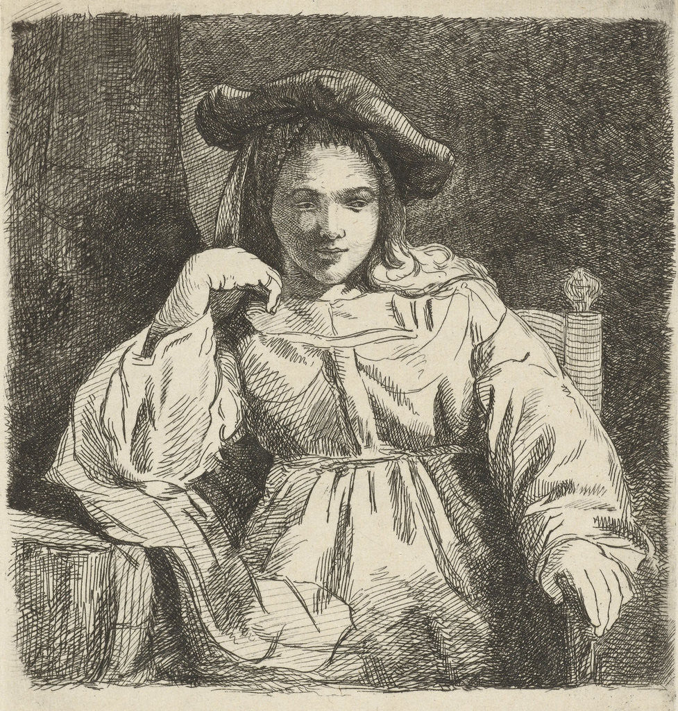 Detail of Sitting girl by Rembrandt Harmensz. van Rijn