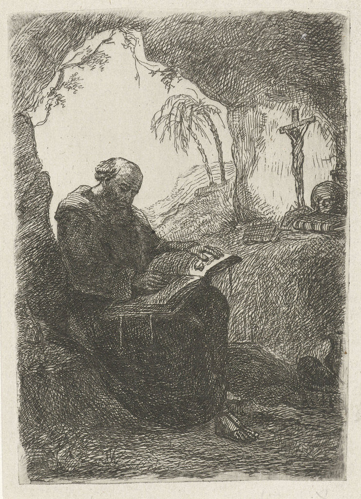 Detail of Monk in a cave by David van der Kellen II