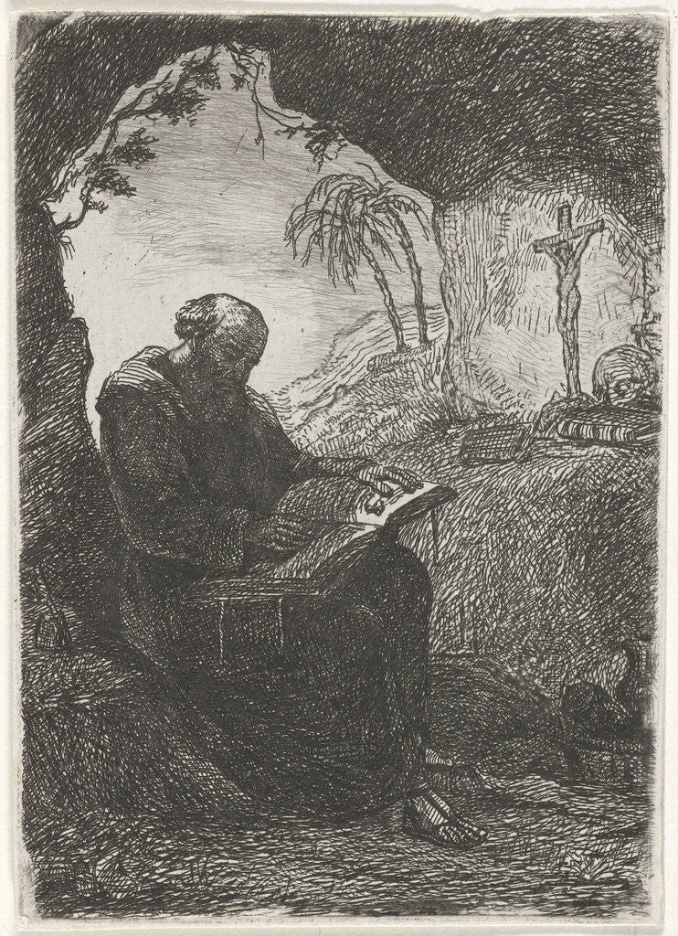 Detail of Monk in a cave by David van der Kellen II