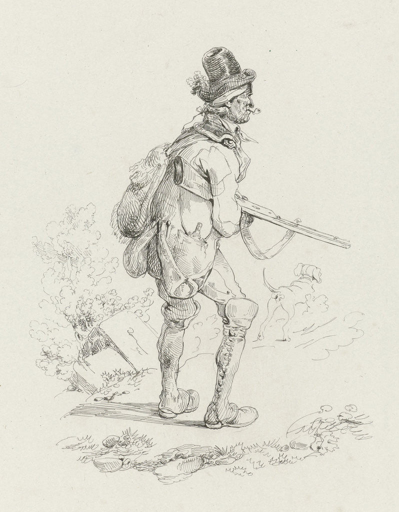 Detail of Hunter by Gaspard Louis François van Kinschot