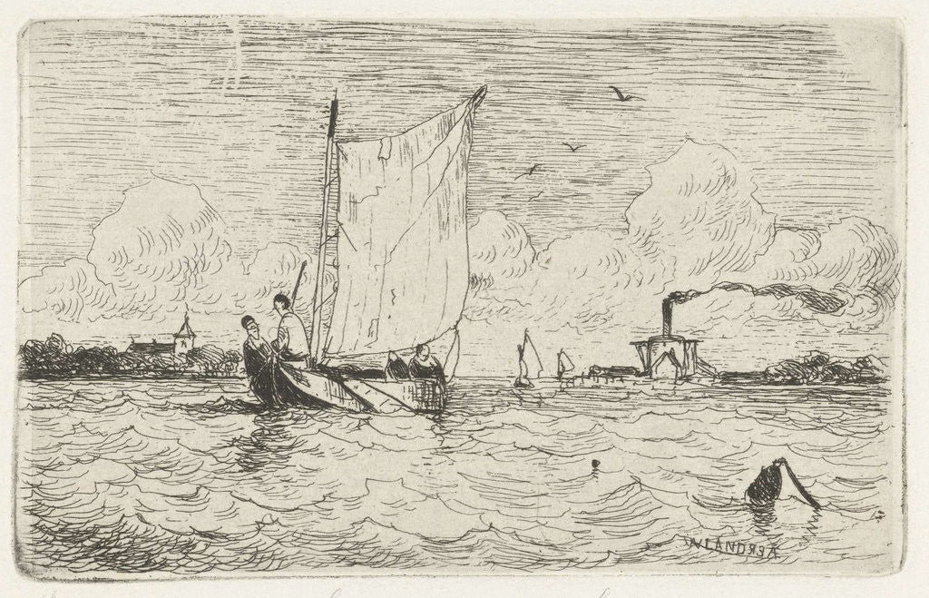 Detail of View of the Haarlemmermeer with sailing ships by Willem Lodewijk Andrea