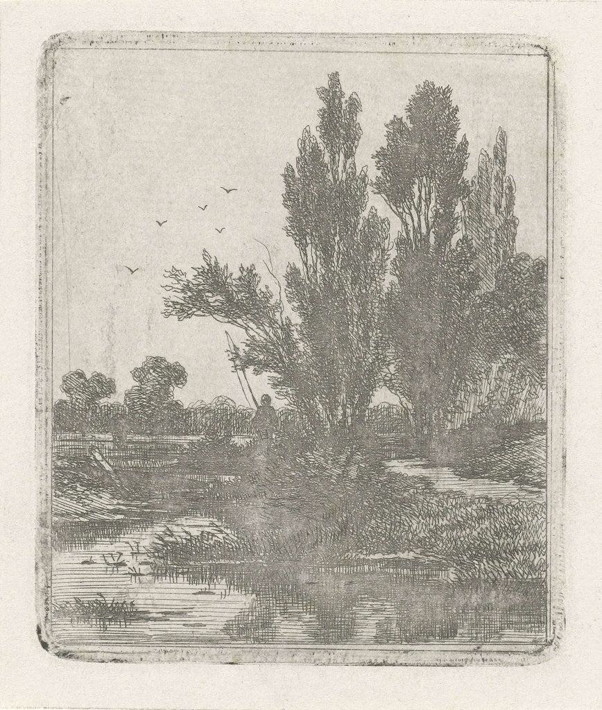 Detail of River landscape with angler by Jan van Lokhorst