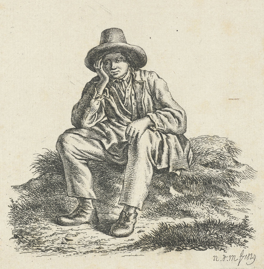 Detail of Seated man, his head support by Anthonie Willem Hendrik Nolthenius de Man