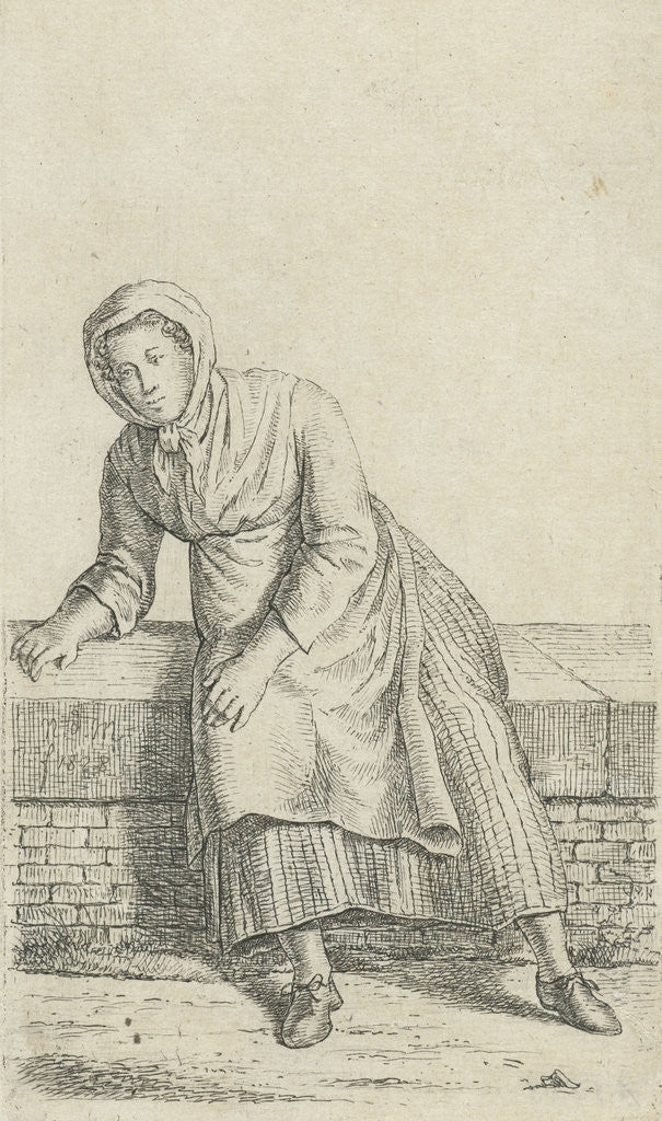 Detail of Woman sitting on a wall by Anthonie Willem Hendrik Nolthenius de Man