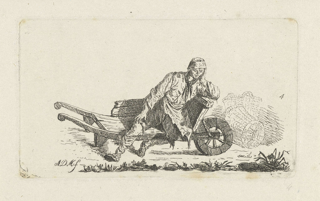 Detail of Man sitting in a wheelbarrow by Anthonie Willem Hendrik Nolthenius de Man